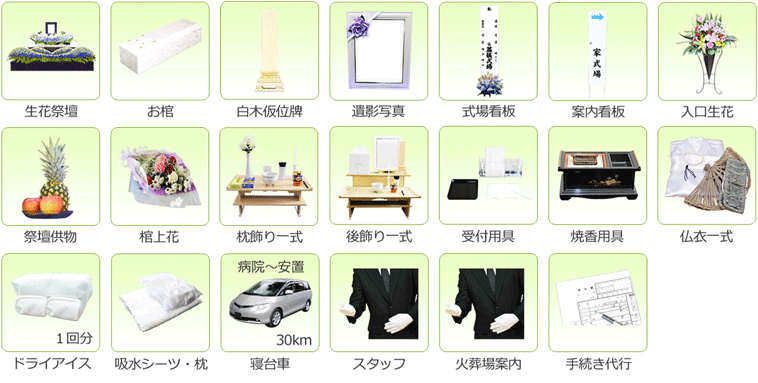 一般葬(スタンダード)プラン６８：プランに含まれている内容